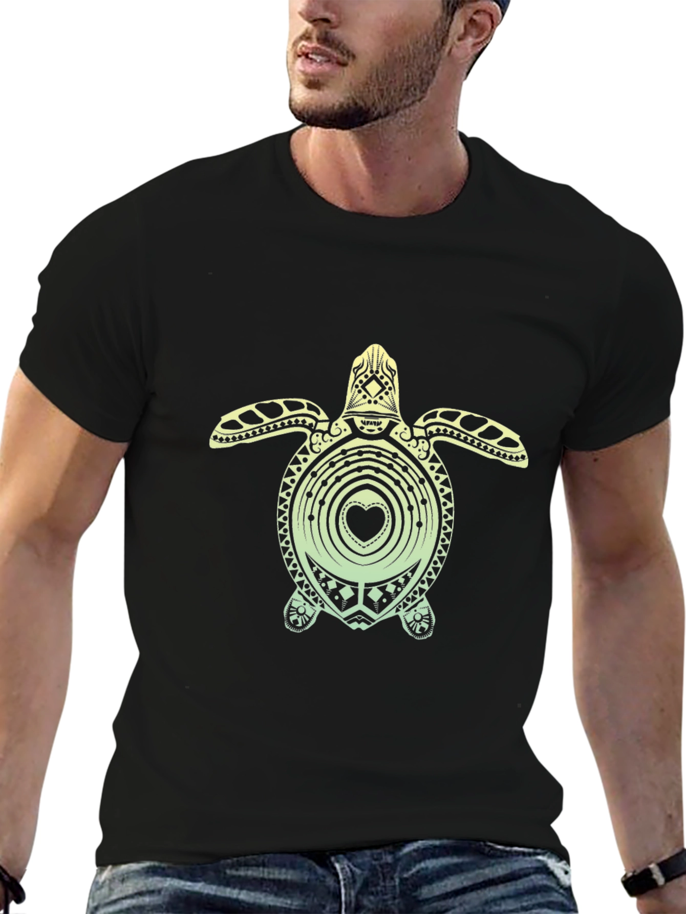 Turtle Heart Graphic Tee - Black Unisex T-Shirt