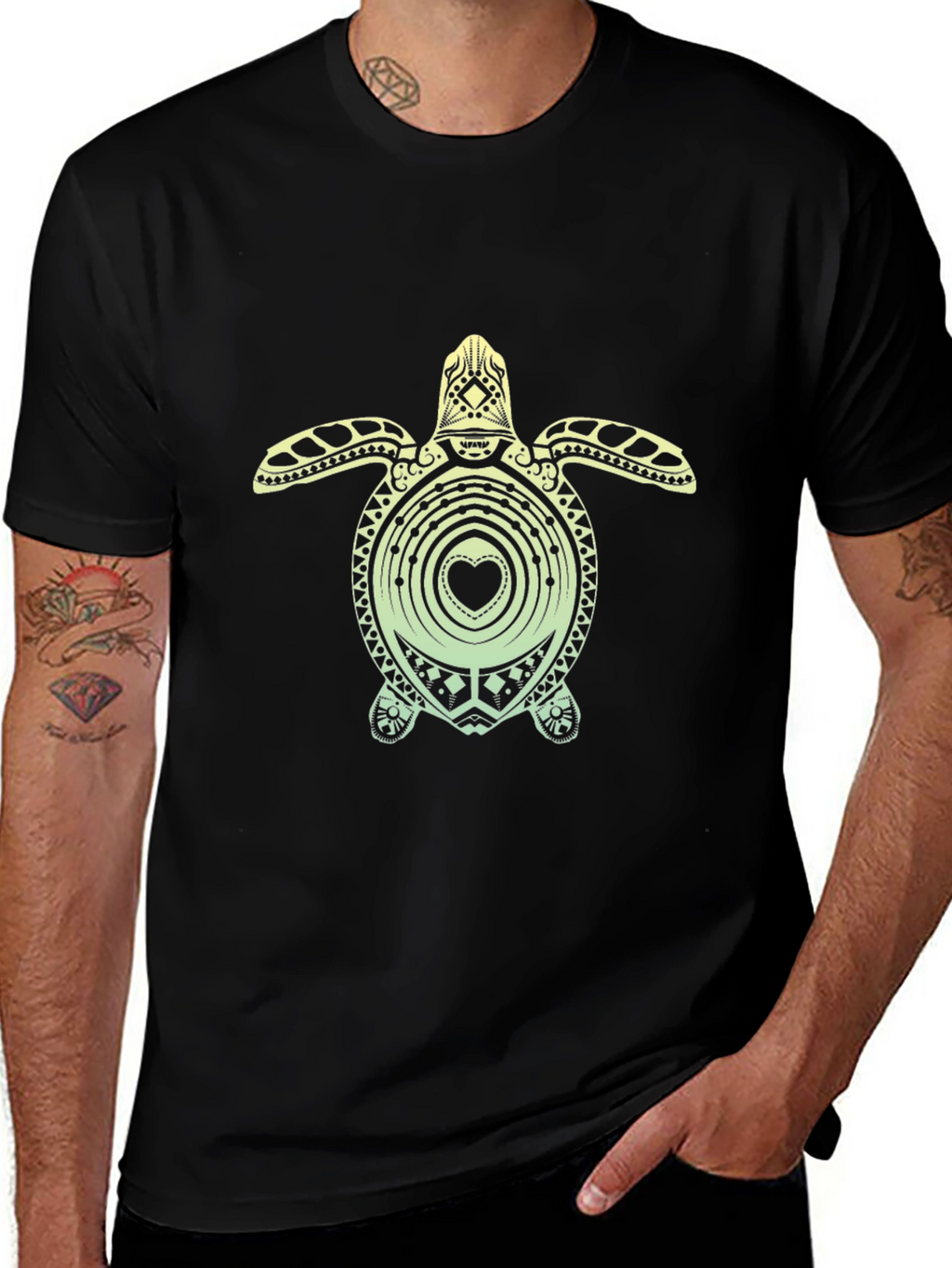 Turtle Heart Graphic Tee - Black Unisex T-Shirt