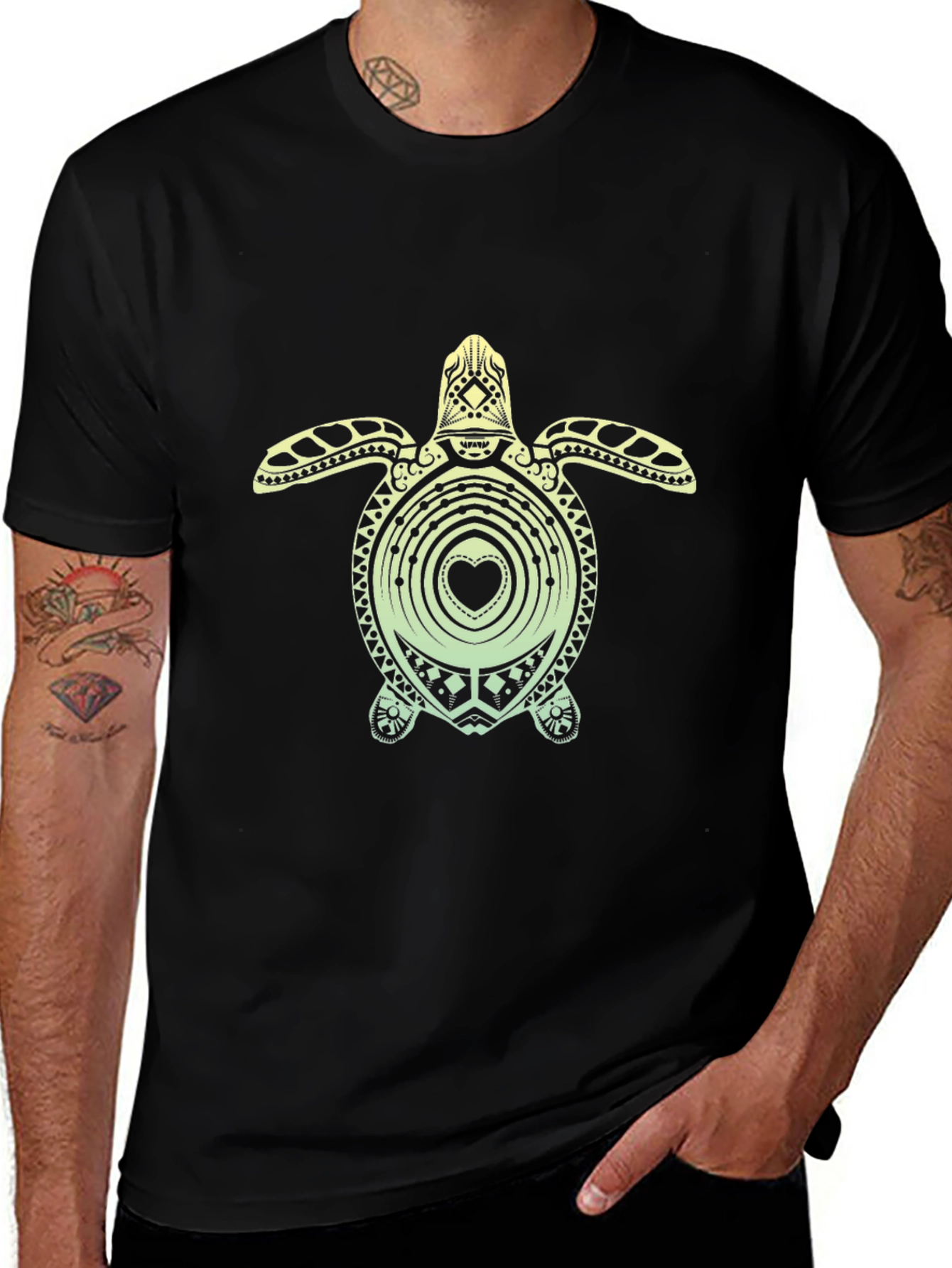 Turtle Heart Graphic Tee - Black Unisex T-Shirt