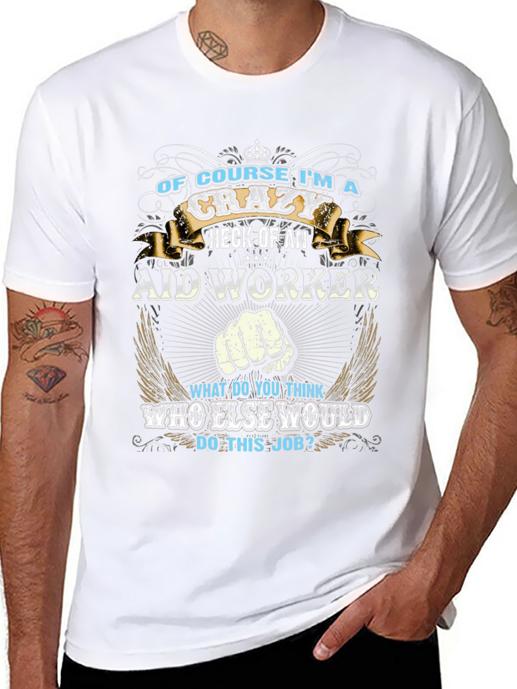 Crazy Aid Worker T-Shirt - Black Cotton Tee