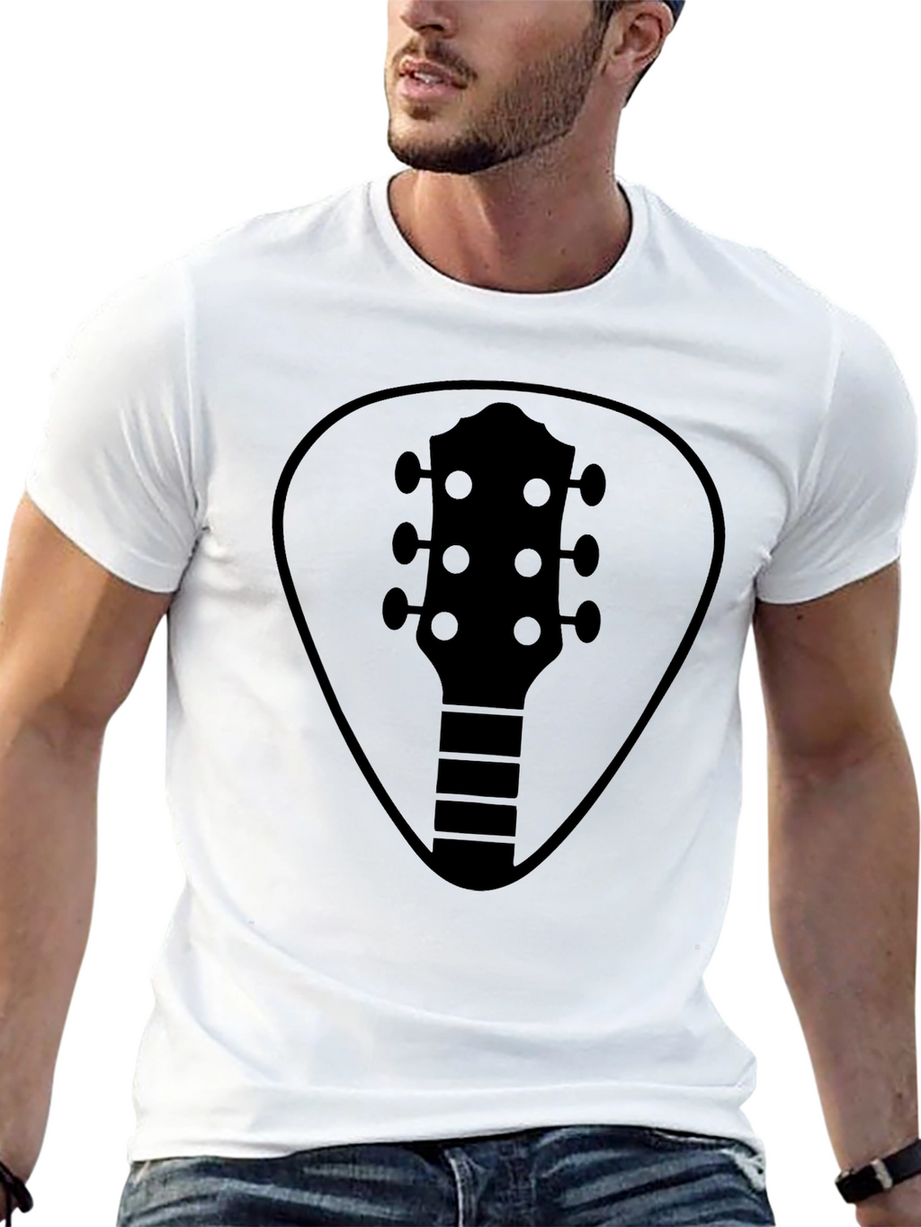 Guitar Pick Headstock Tee - Black