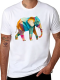 Geometric Elephant Graphic Black T-Shirt