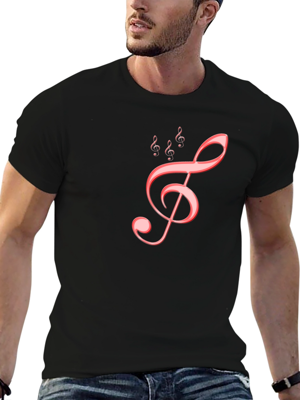 Musical Treble Clef Graphic Tee - Black