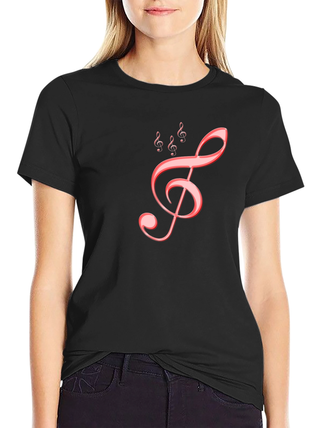 Musical Treble Clef Graphic Tee - Black