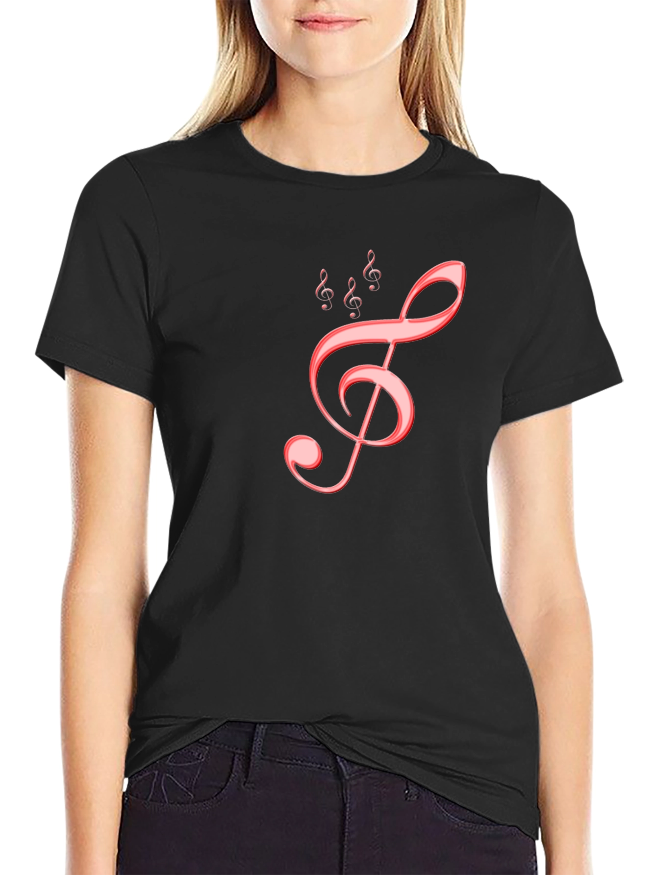 Musical Treble Clef Graphic Tee - Black