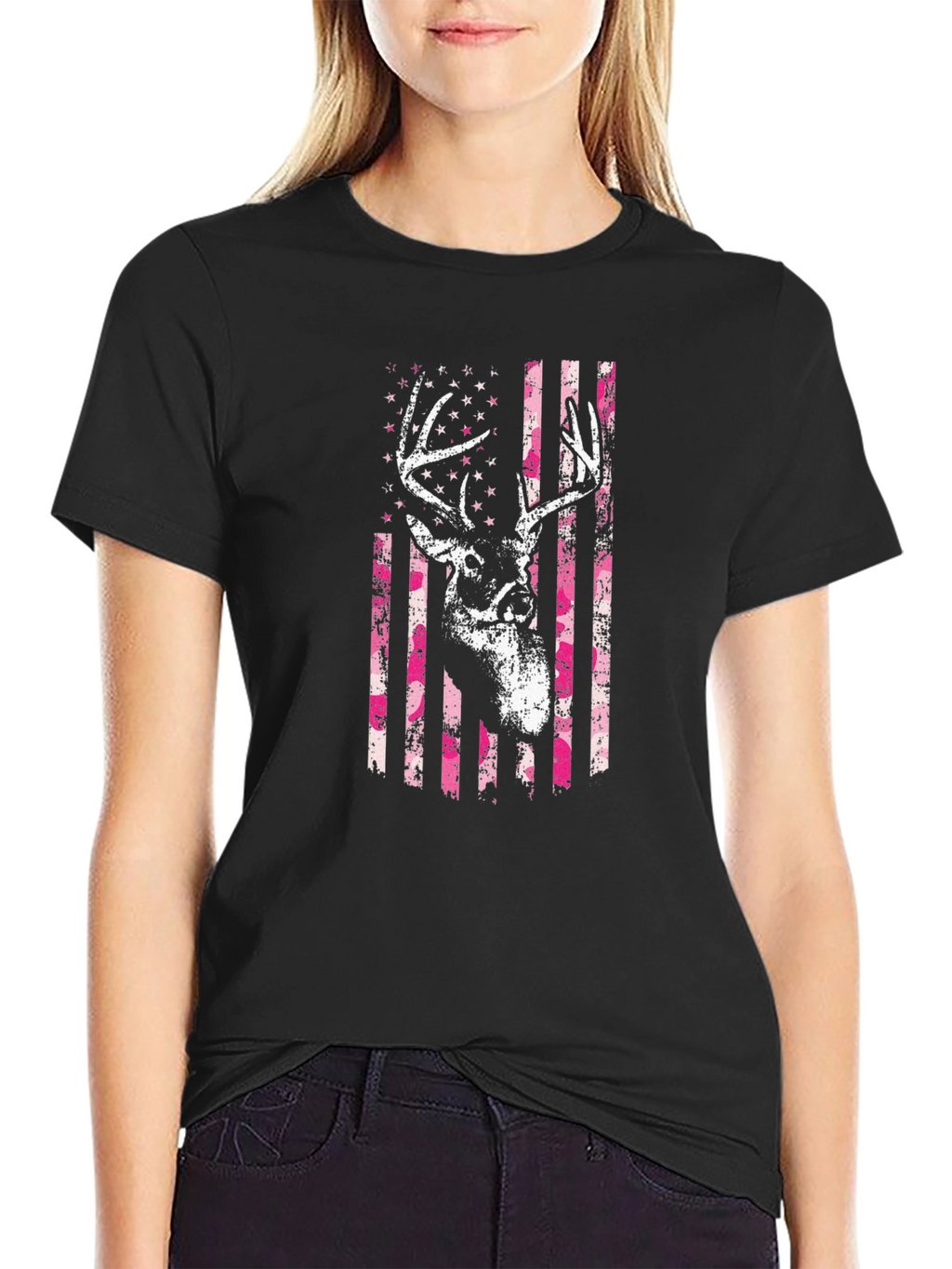 Deer American Flag Graphic T-Shirt