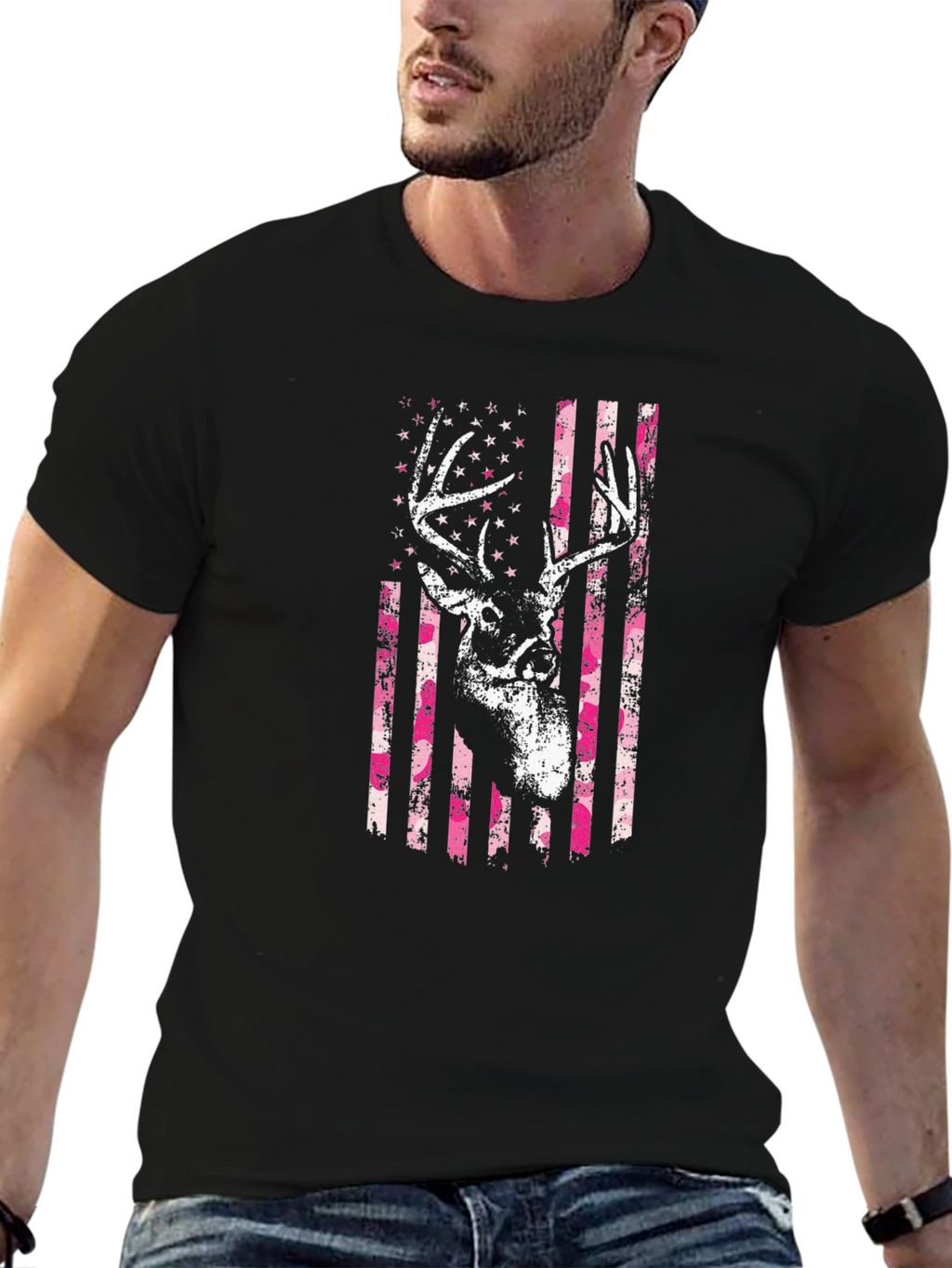 Deer American Flag Graphic T-Shirt