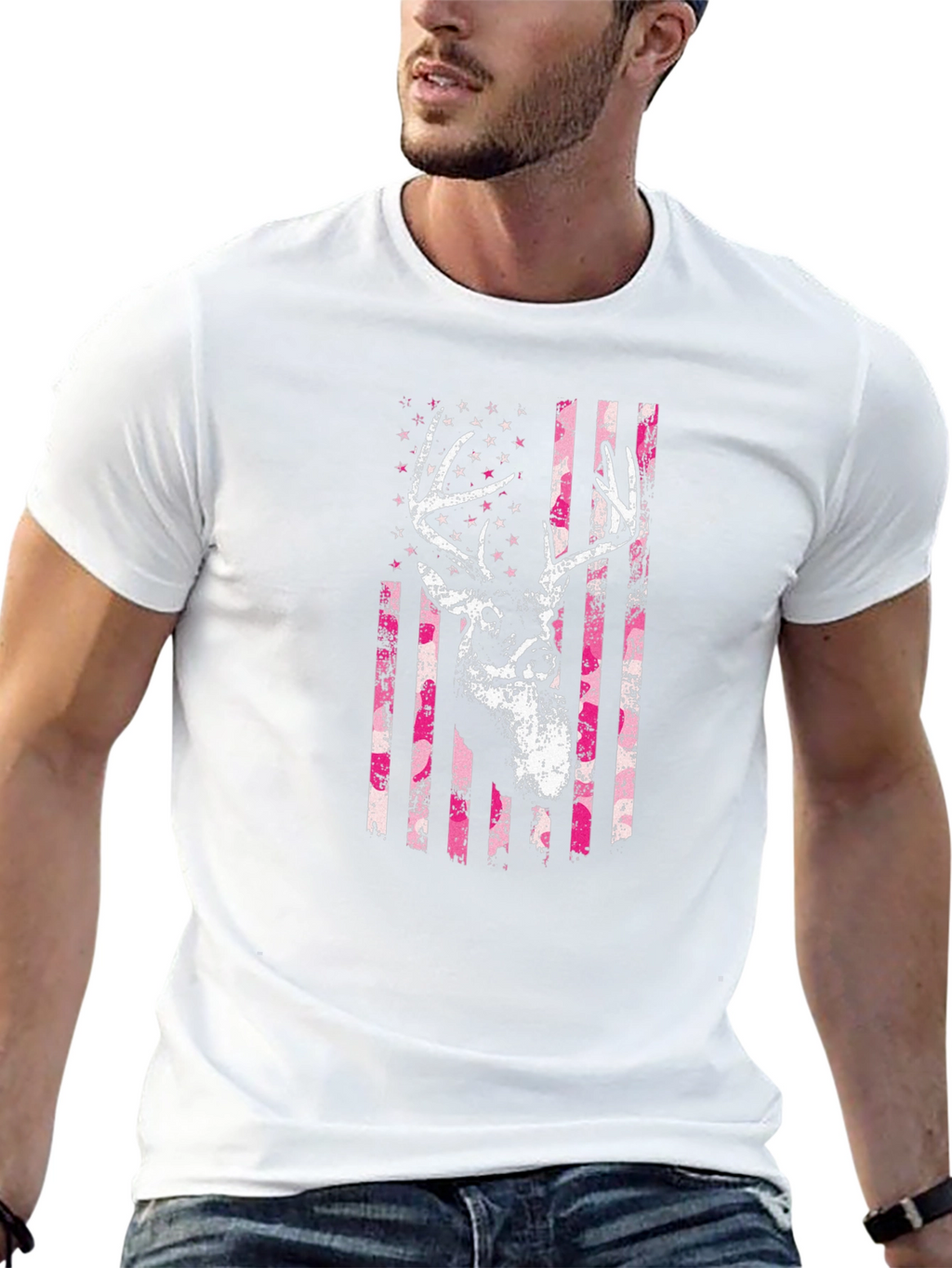 Deer American Flag Graphic T-Shirt