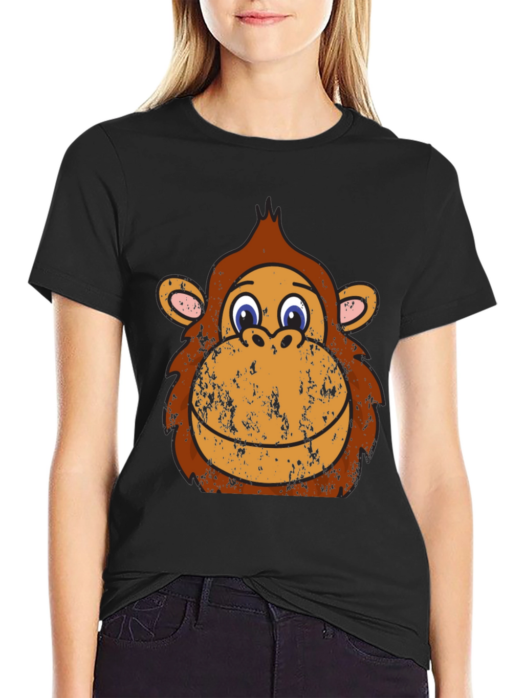 Monkey Face Graphic Tee - Black