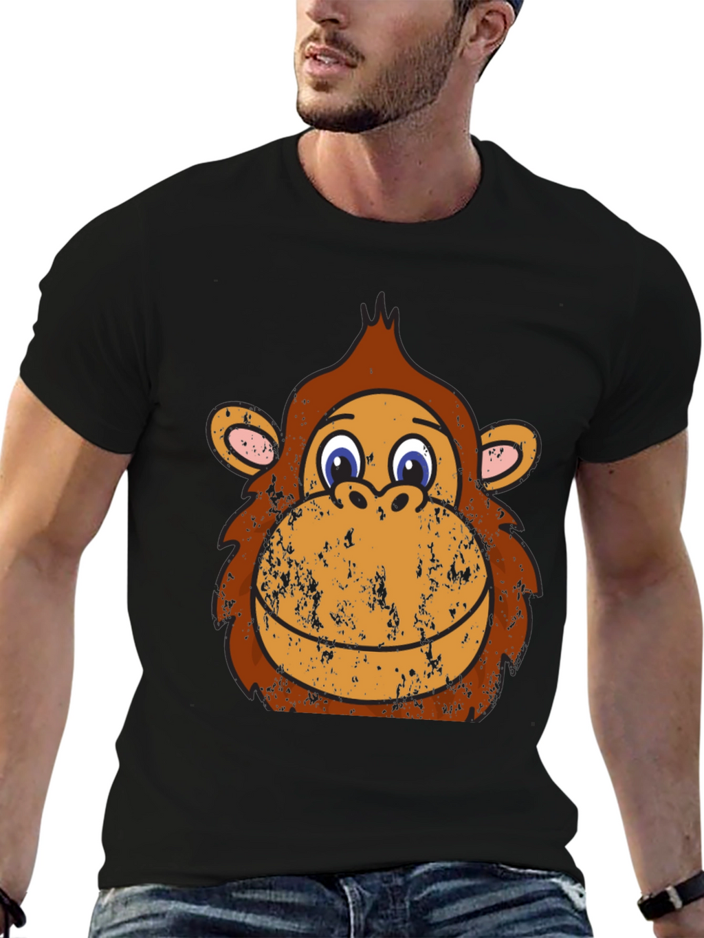 Monkey Face Graphic Tee - Black