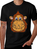 Monkey Face Graphic Tee - Black