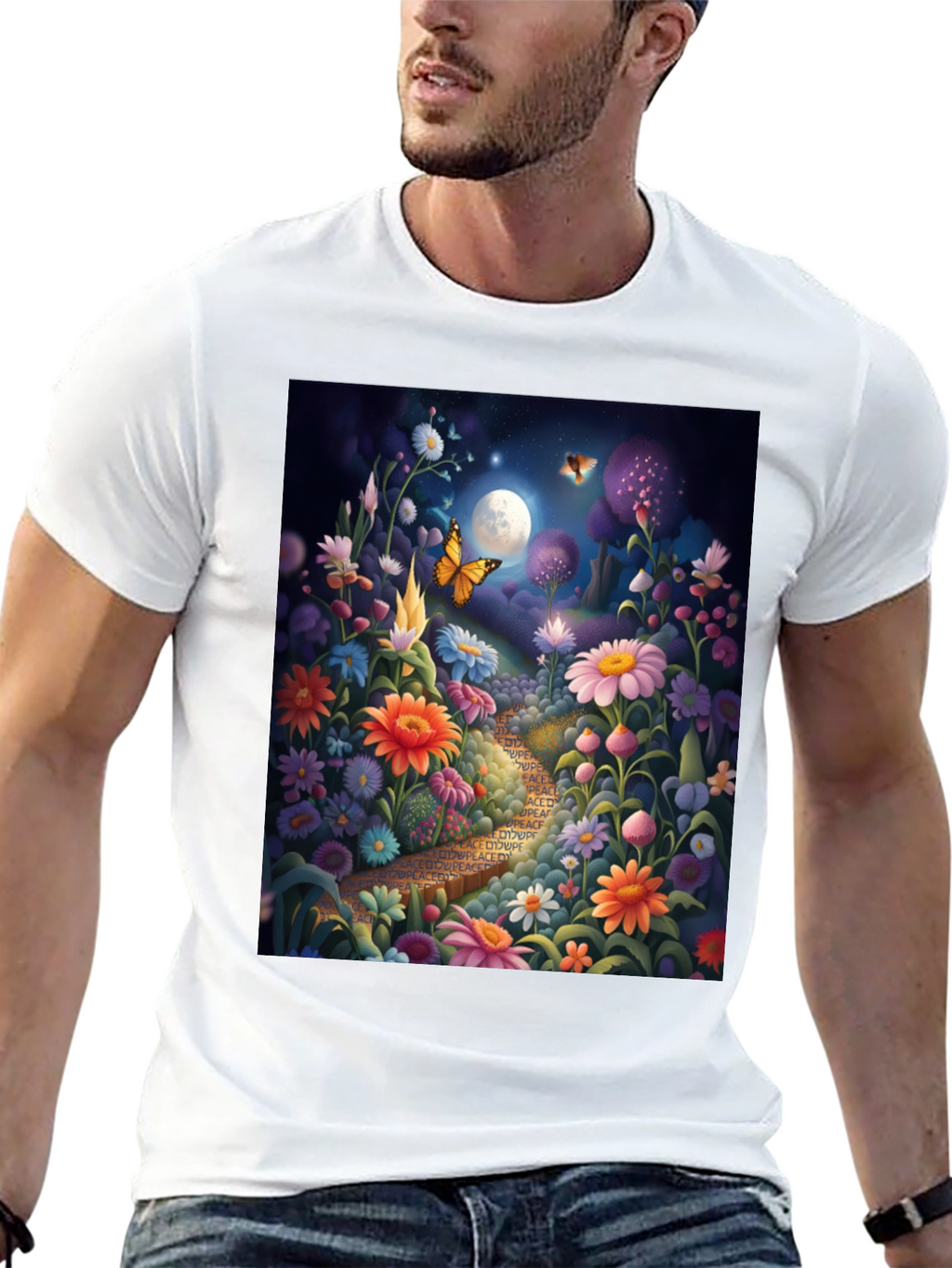 Floral Path Graphic Tee - Whimsical Design