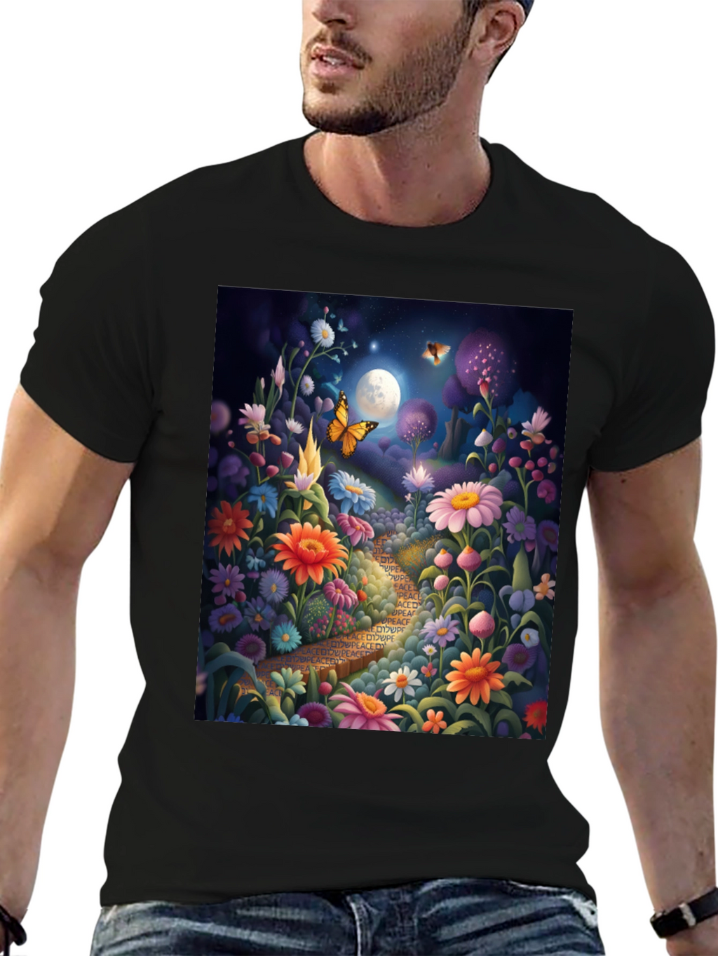 Floral Path Graphic Tee - Whimsical Design