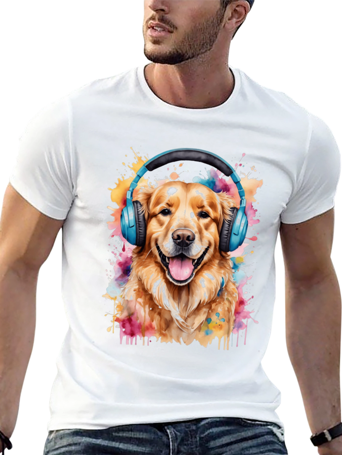 Dog with Headphones Graphic Tee