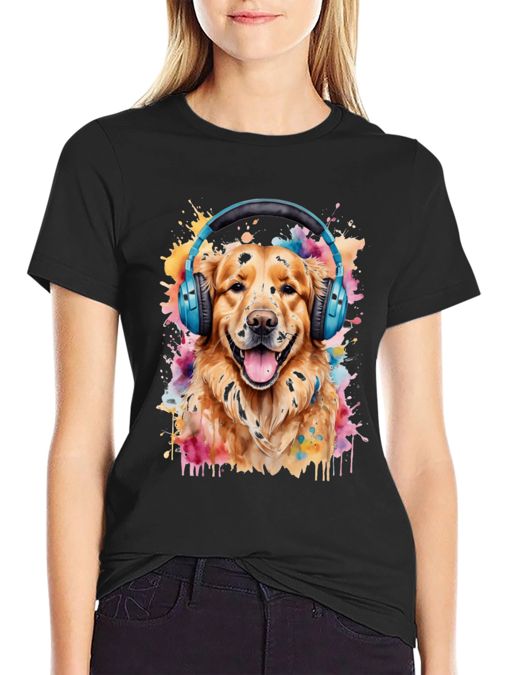 Dog with Headphones Graphic Tee
