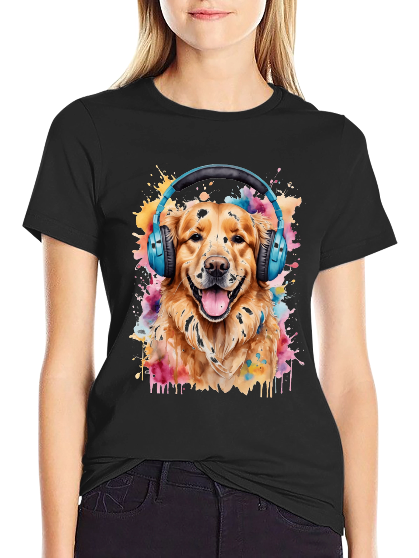 Dog with Headphones Graphic Tee
