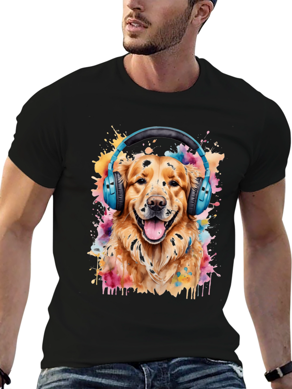 Dog with Headphones Graphic Tee