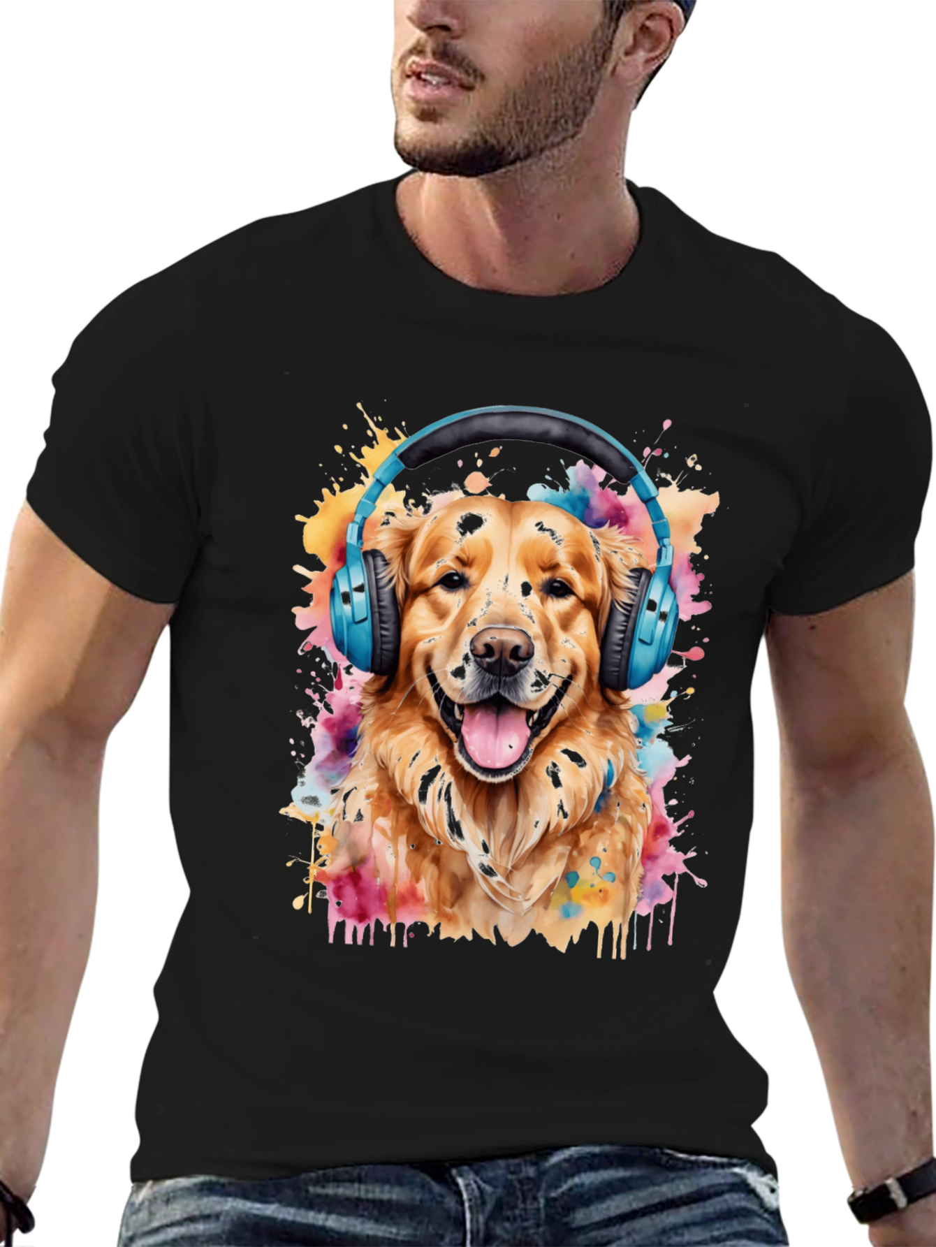 Dog with Headphones Graphic Tee