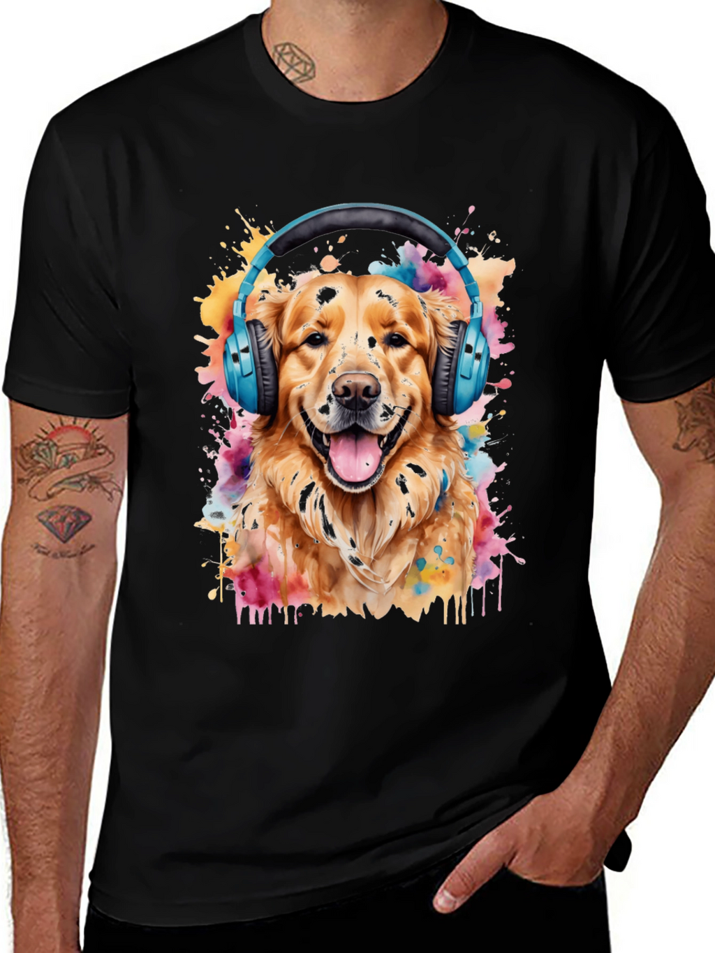 Dog with Headphones Graphic Tee