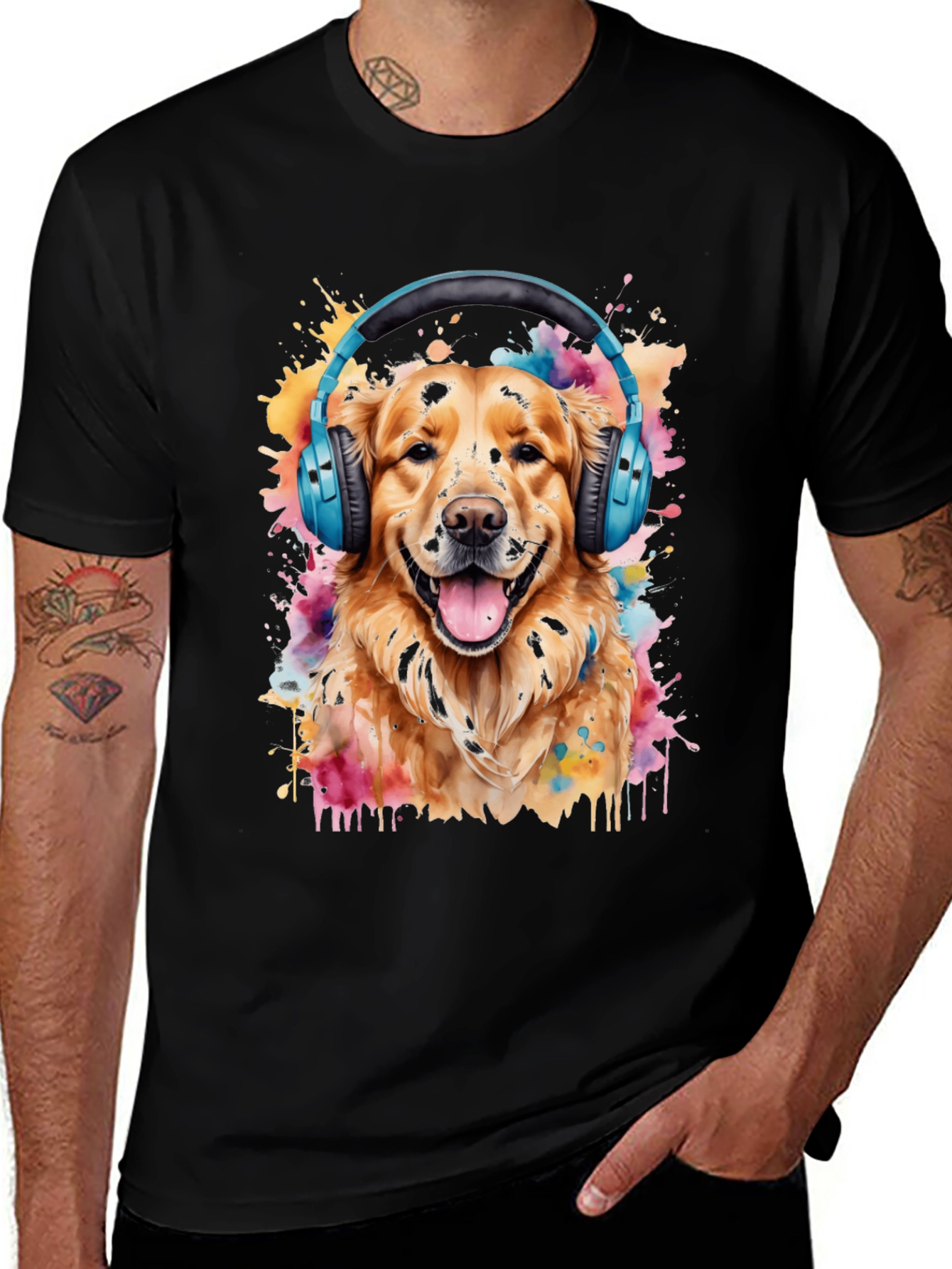 Dog with Headphones Graphic Tee