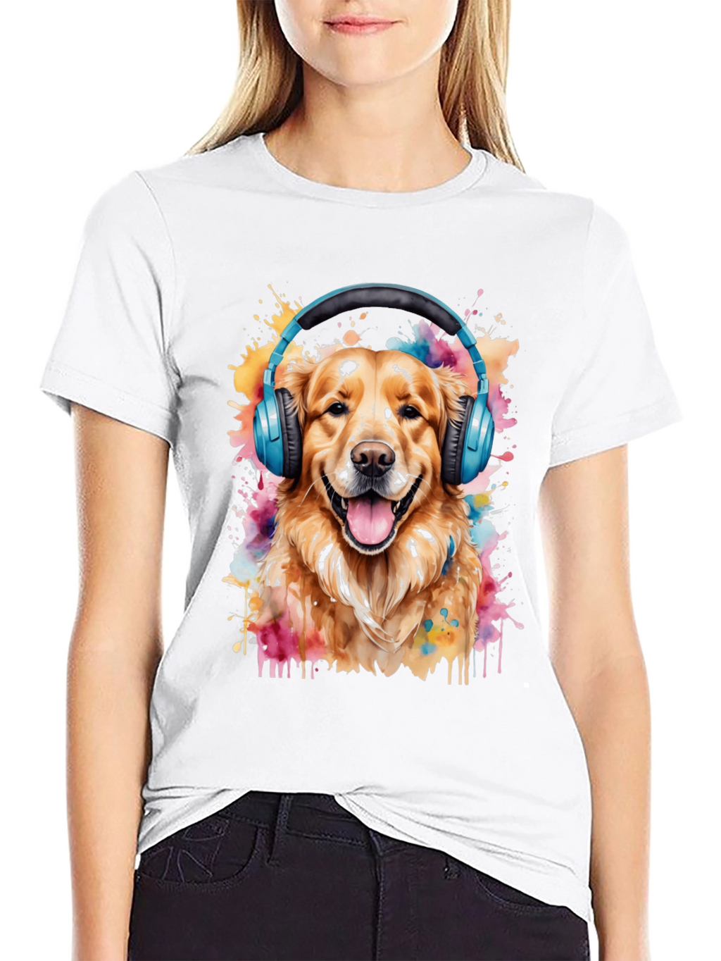 Dog with Headphones Graphic Tee