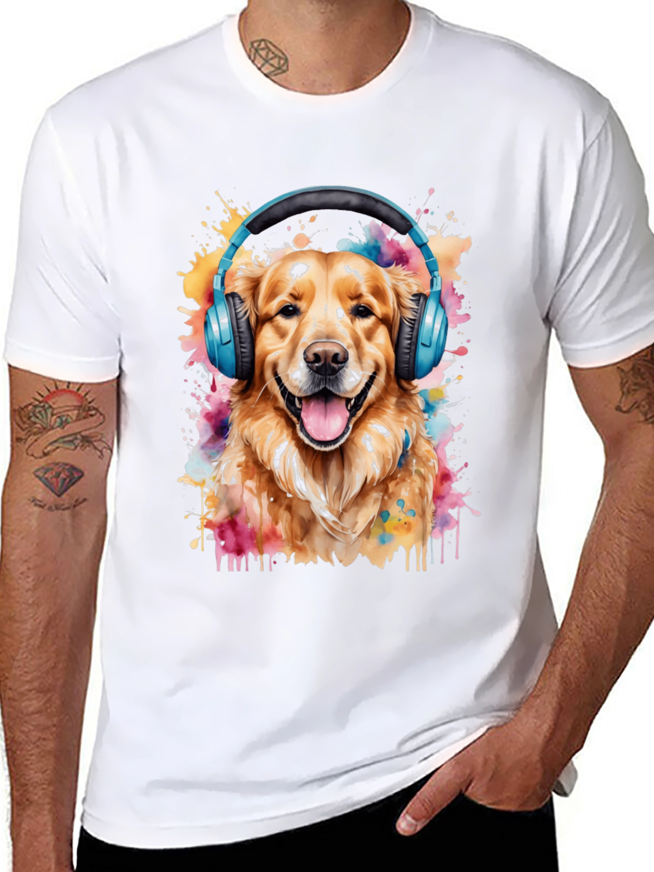 Dog with Headphones Graphic Tee