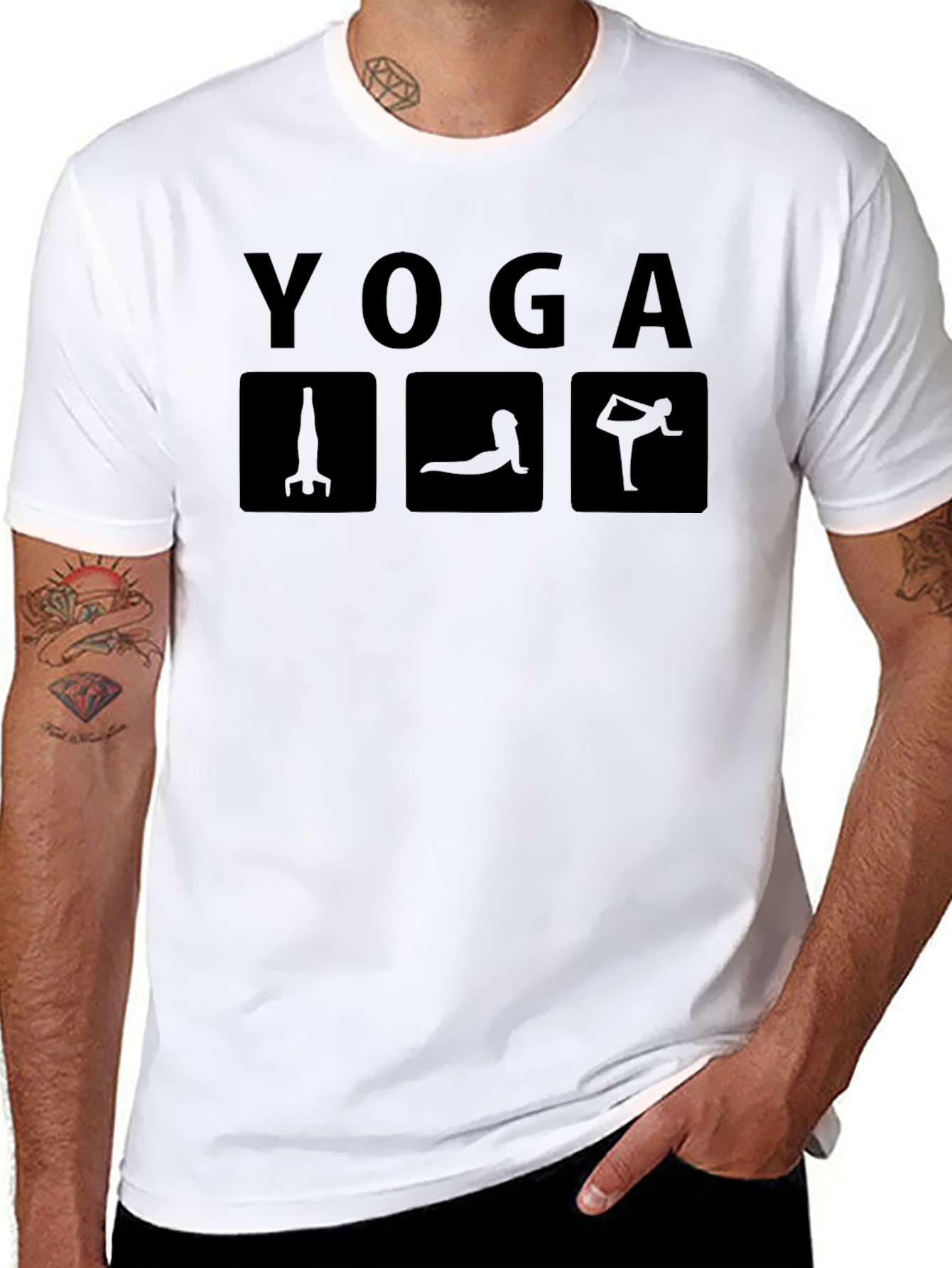 Yoga Poses Graphic Tee - Mens Black T-Shirt