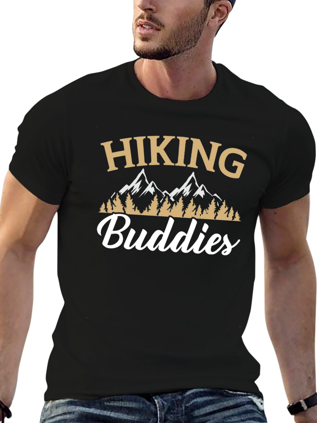 Hiking Buddies Graphic Tee - Black Crew Neck
