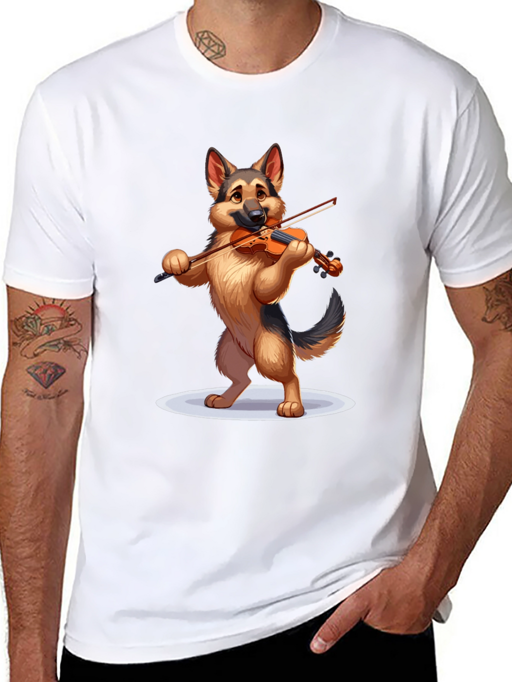 Dog Playing Violin Graphic T-Shirt