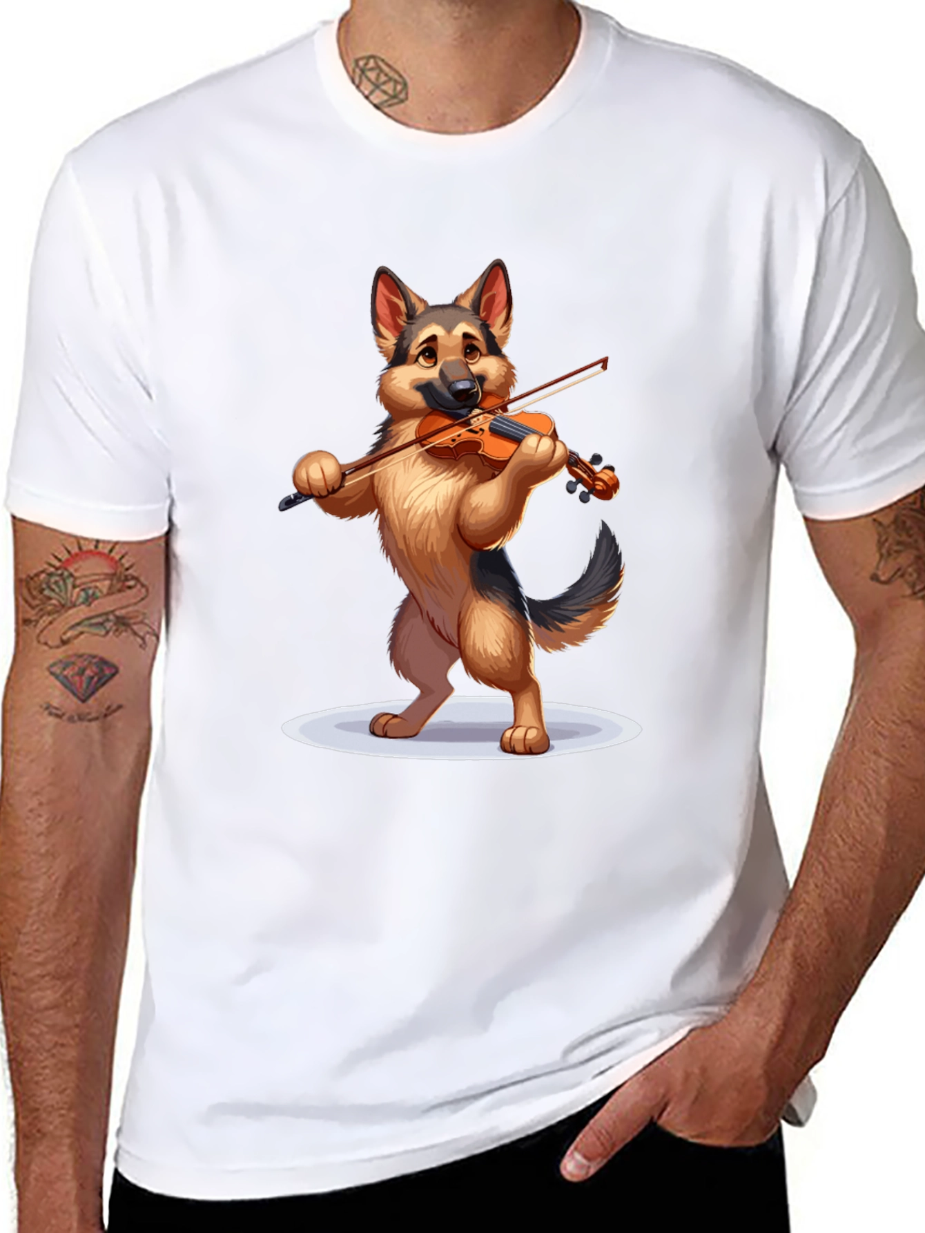 Dog Playing Violin Graphic T-Shirt