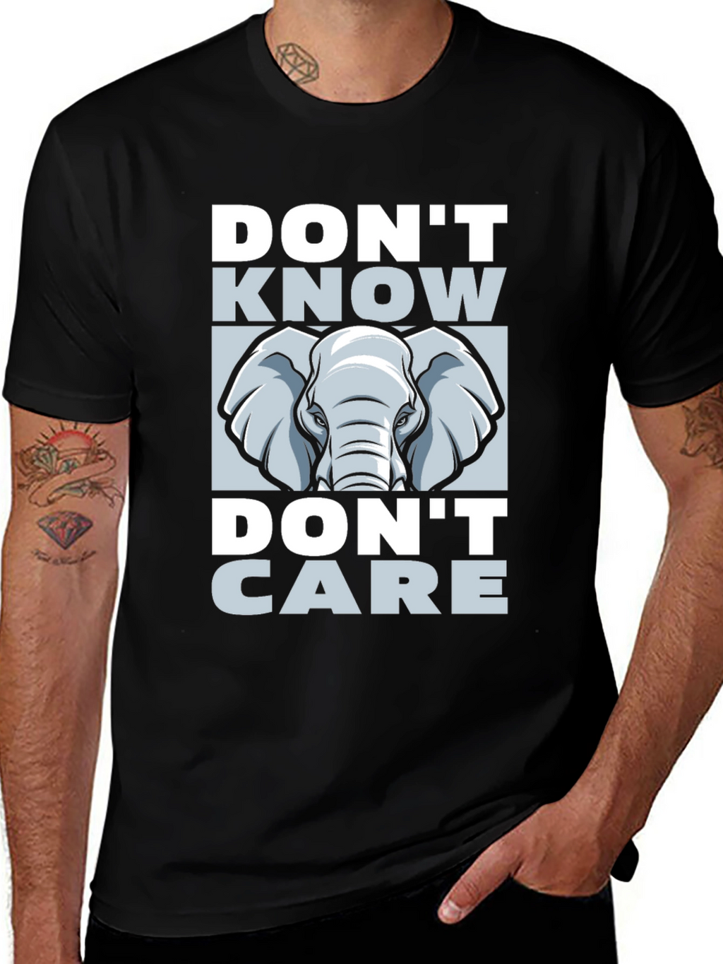 Dont Know Dont Care Elephant Graphic Tee