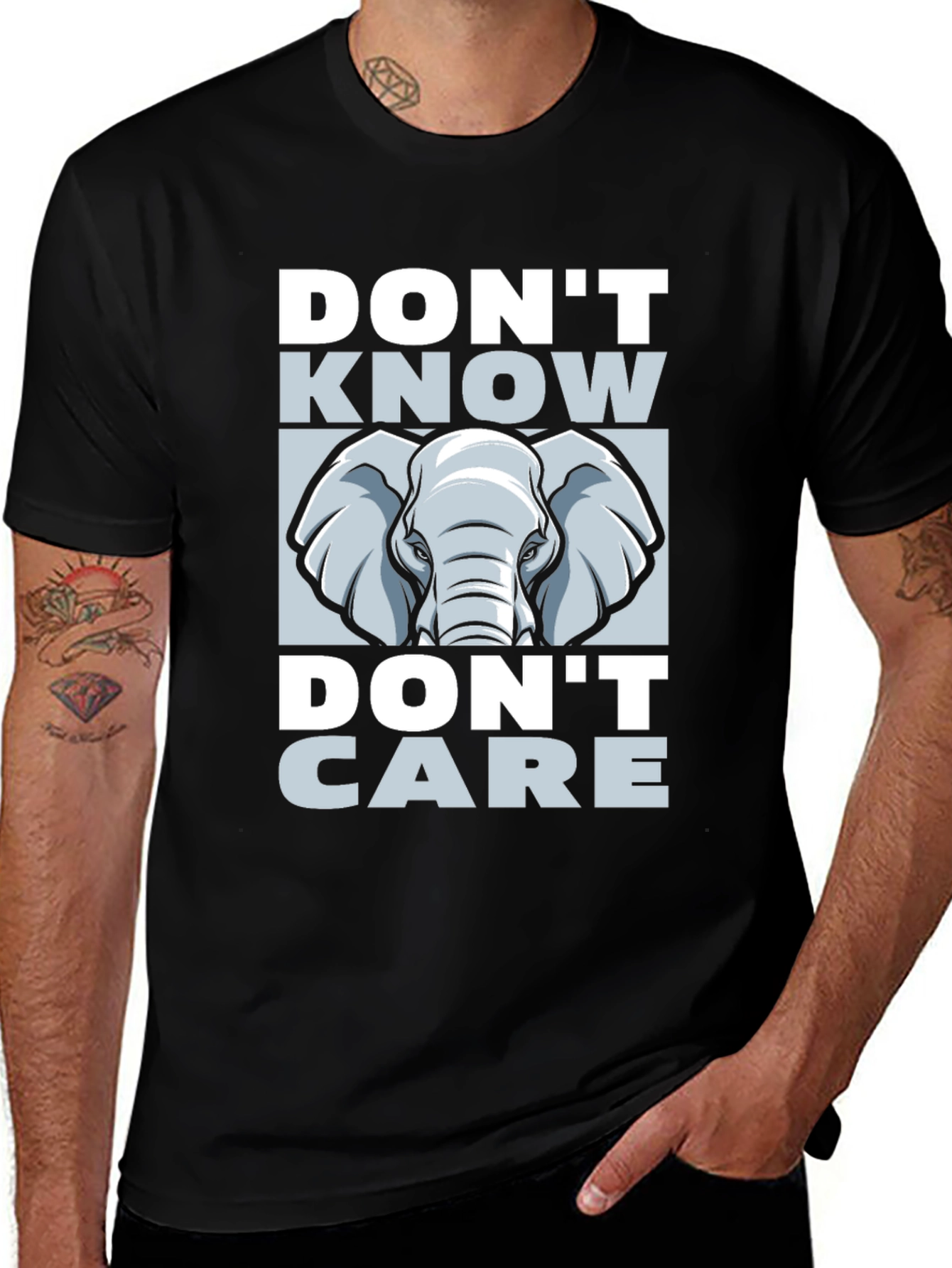 Dont Know Dont Care Elephant Graphic Tee