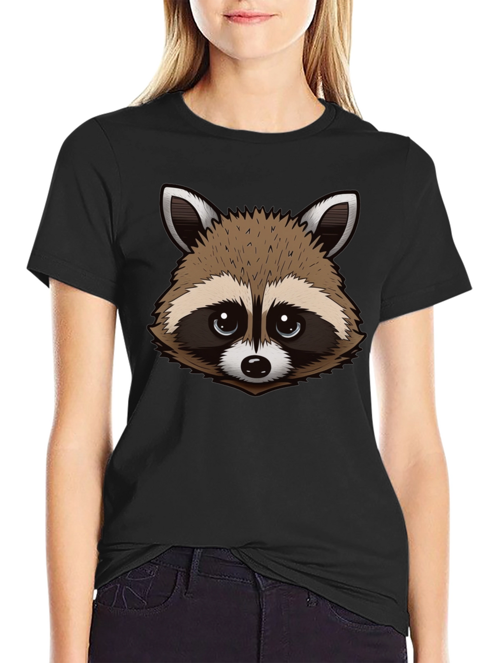 Raccoon Graphic Tee - Black Cotton