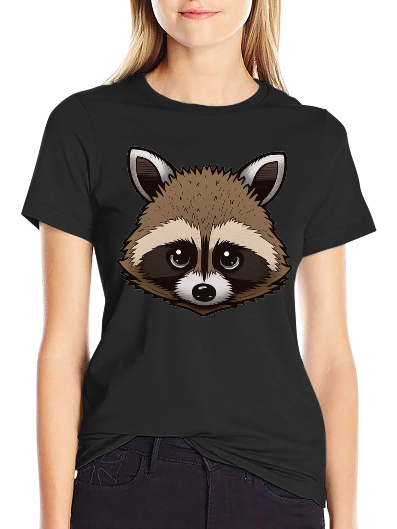 Raccoon Graphic Tee - Black Cotton