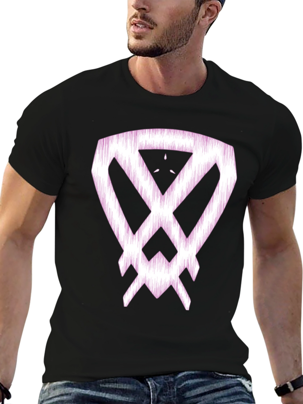 Abstract Graphic Print Black Cotton T-Shirt