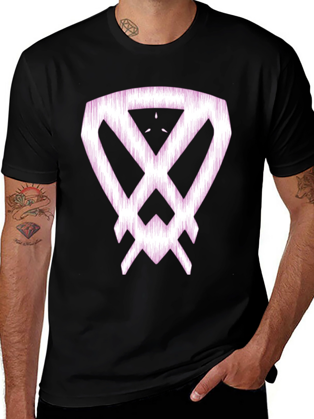Abstract Graphic Print Black Cotton T-Shirt