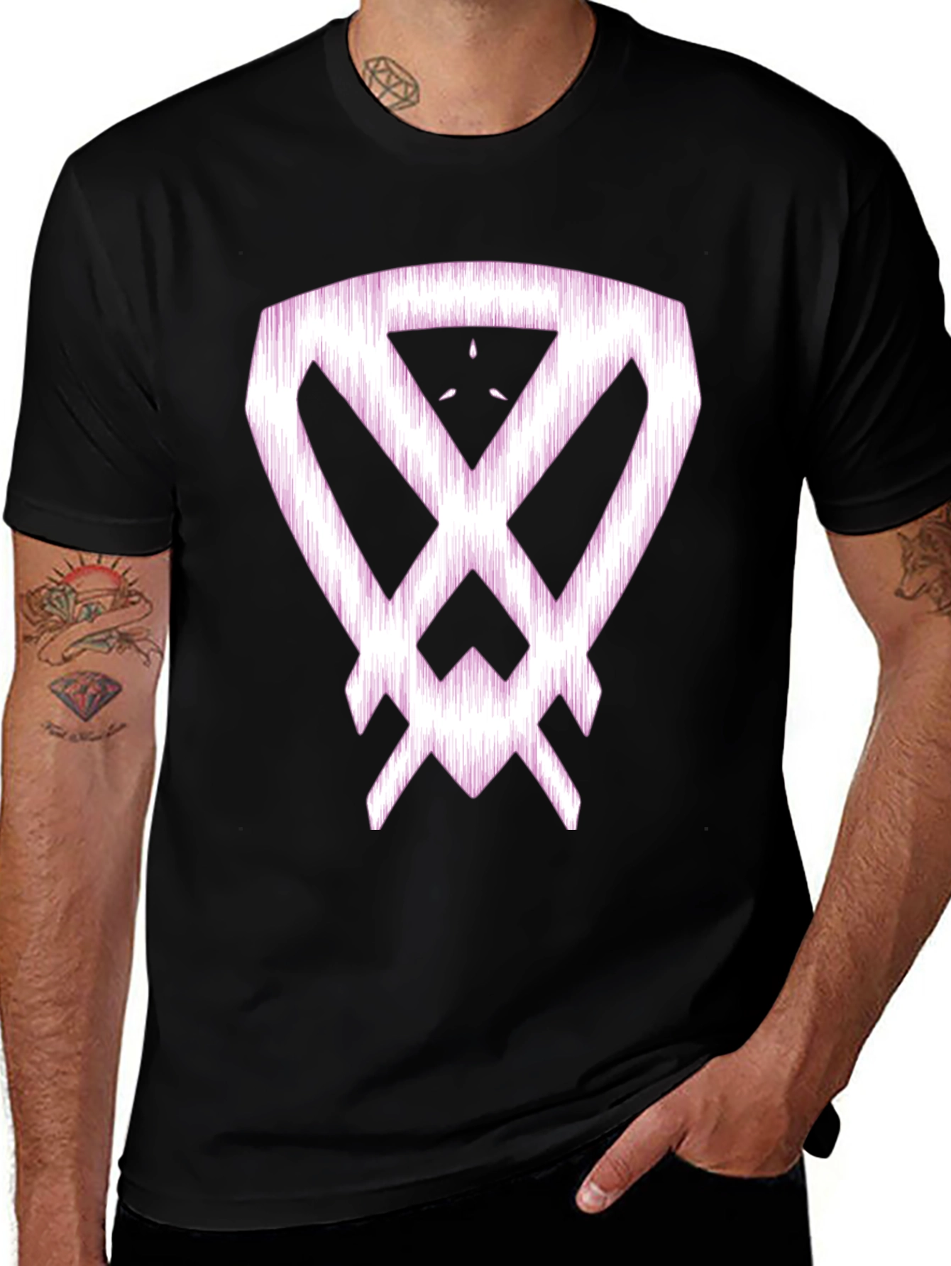 Abstract Graphic Print Black Cotton T-Shirt