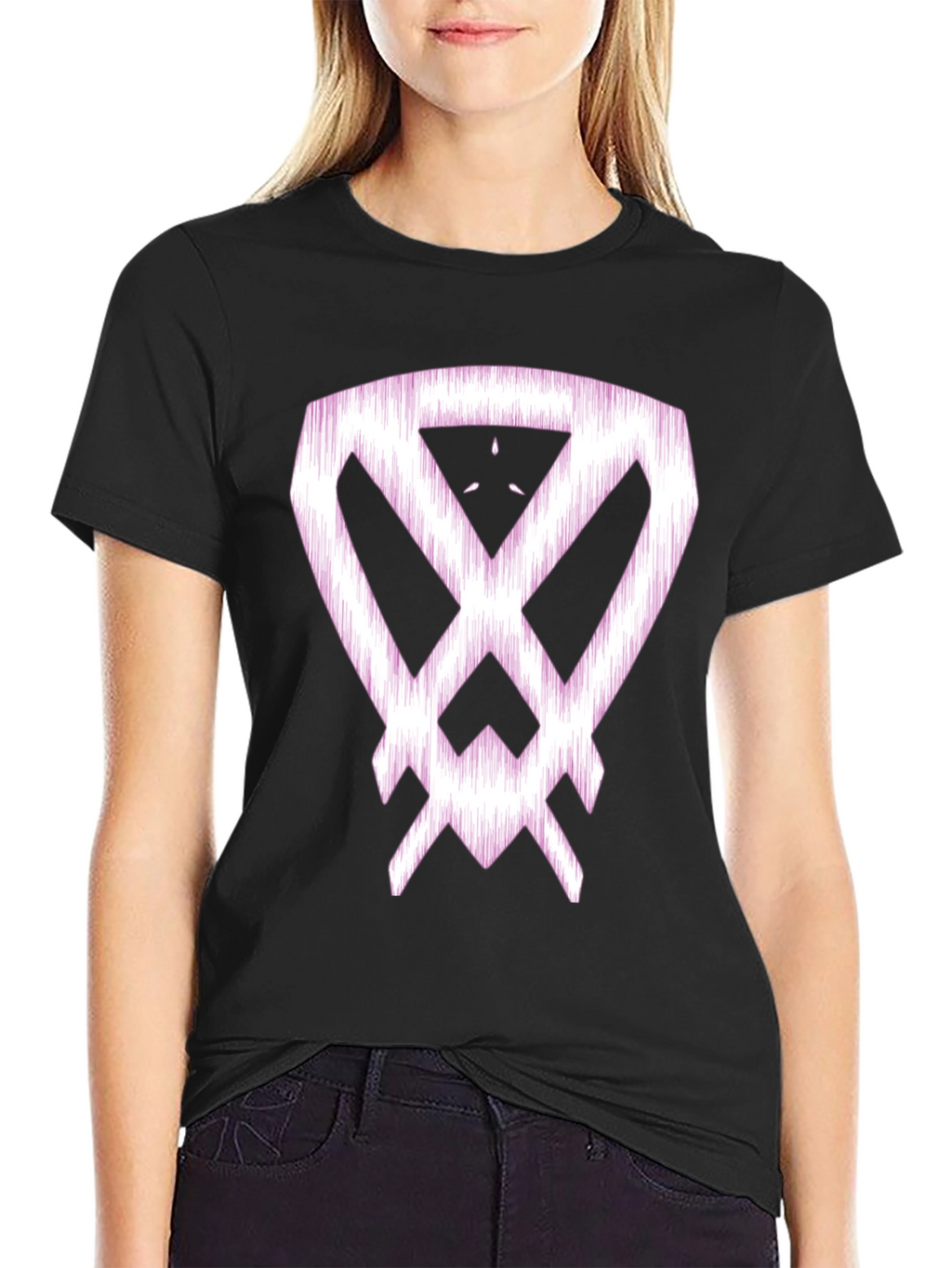 Abstract Graphic Print Black Cotton T-Shirt
