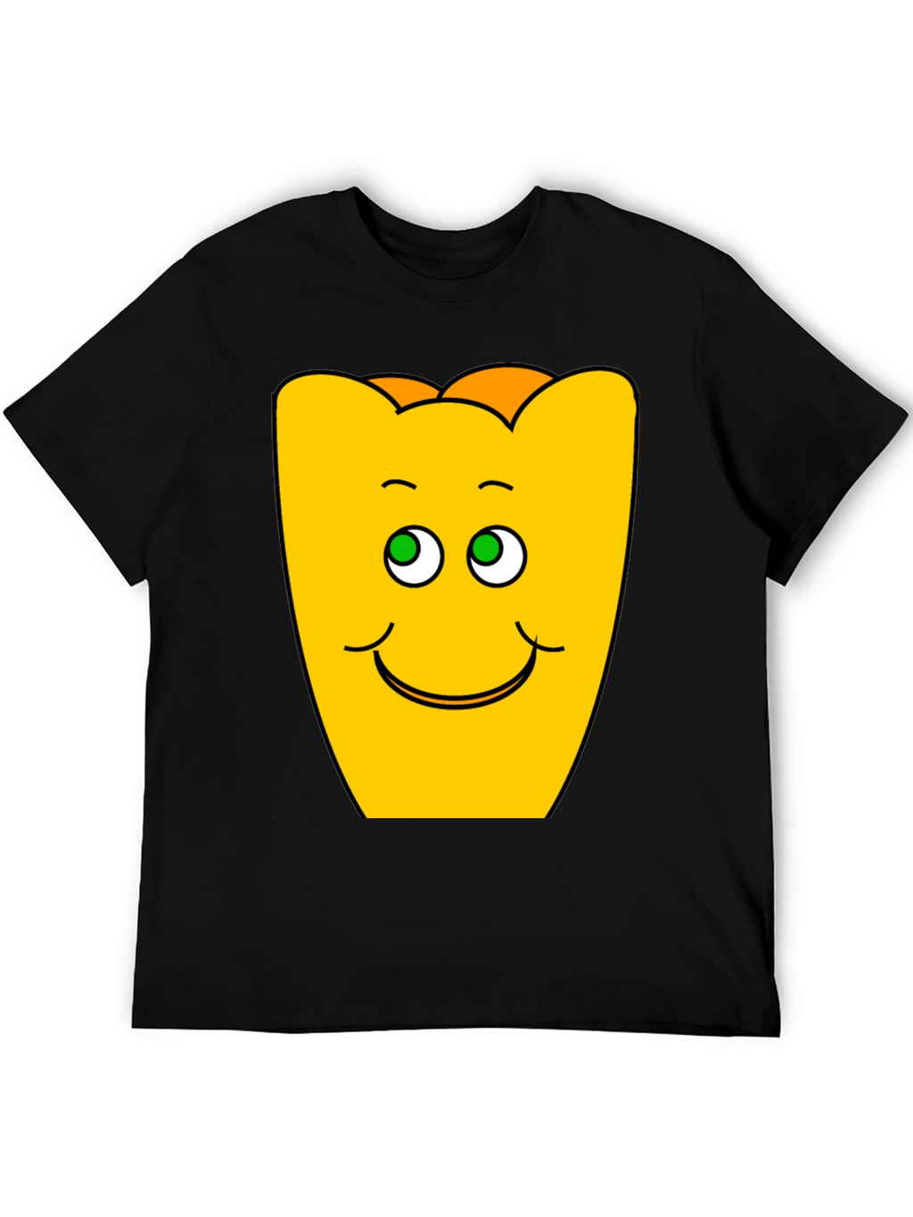 Funny Smiling Yellow Character Black T-Shirt