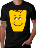 Funny Smiling Yellow Character Black T-Shirt