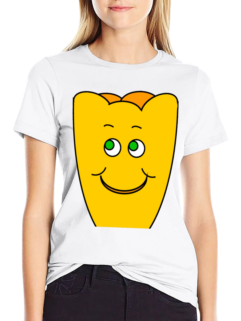 Funny Smiling Yellow Character Black T-Shirt