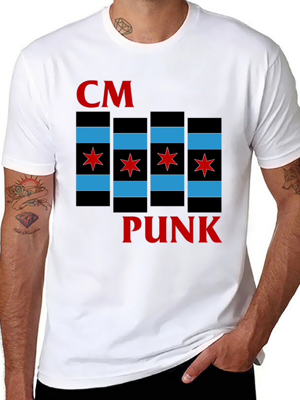 CM Punk Chicago Flag T-Shirt