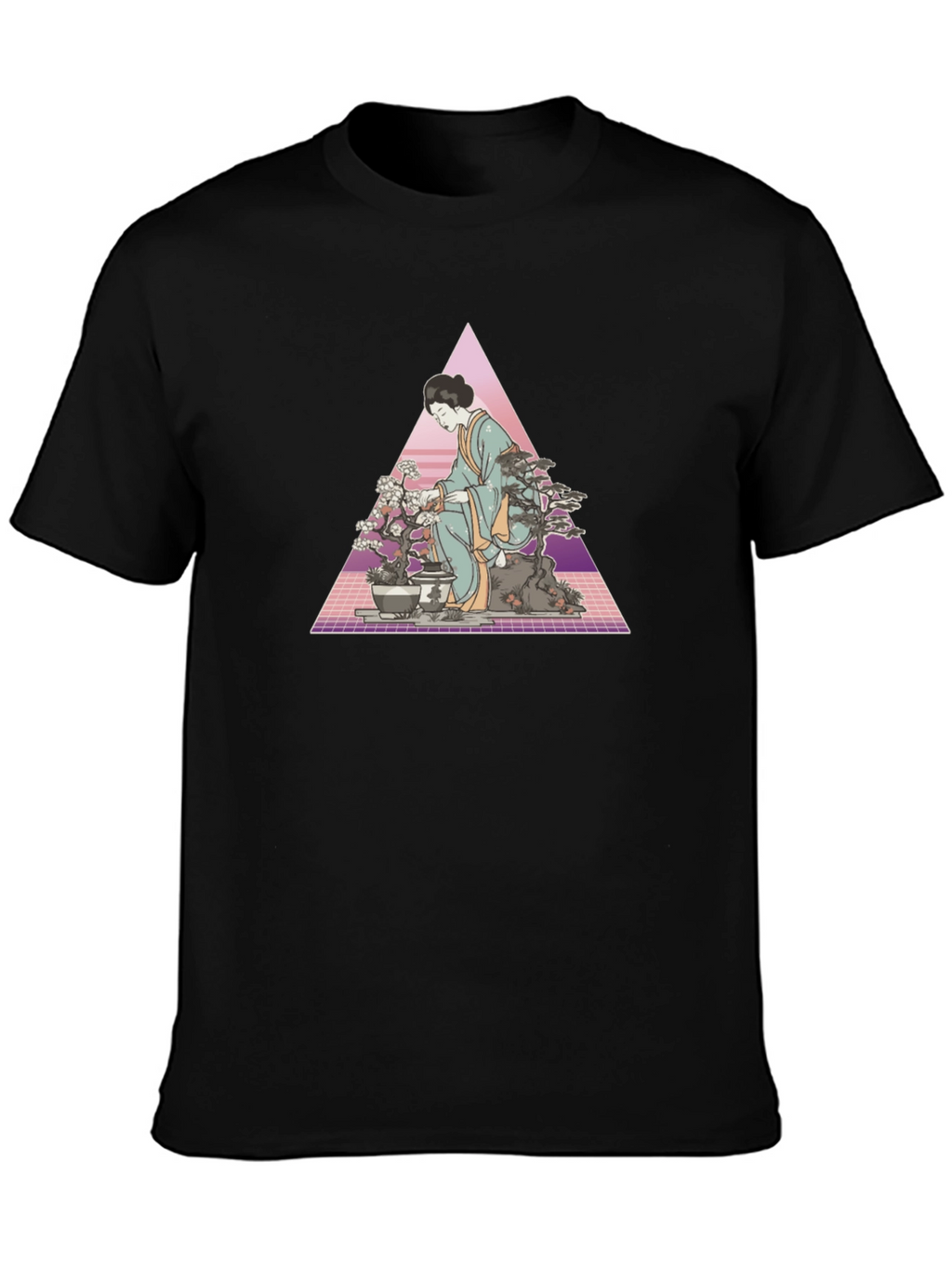 Geisha Bonsai Retro T-Shirt - Unique Graphic Tee