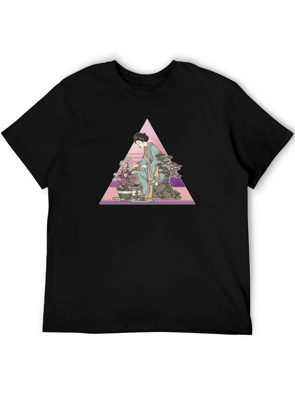 Geisha Bonsai Retro T-Shirt - Unique Graphic Tee