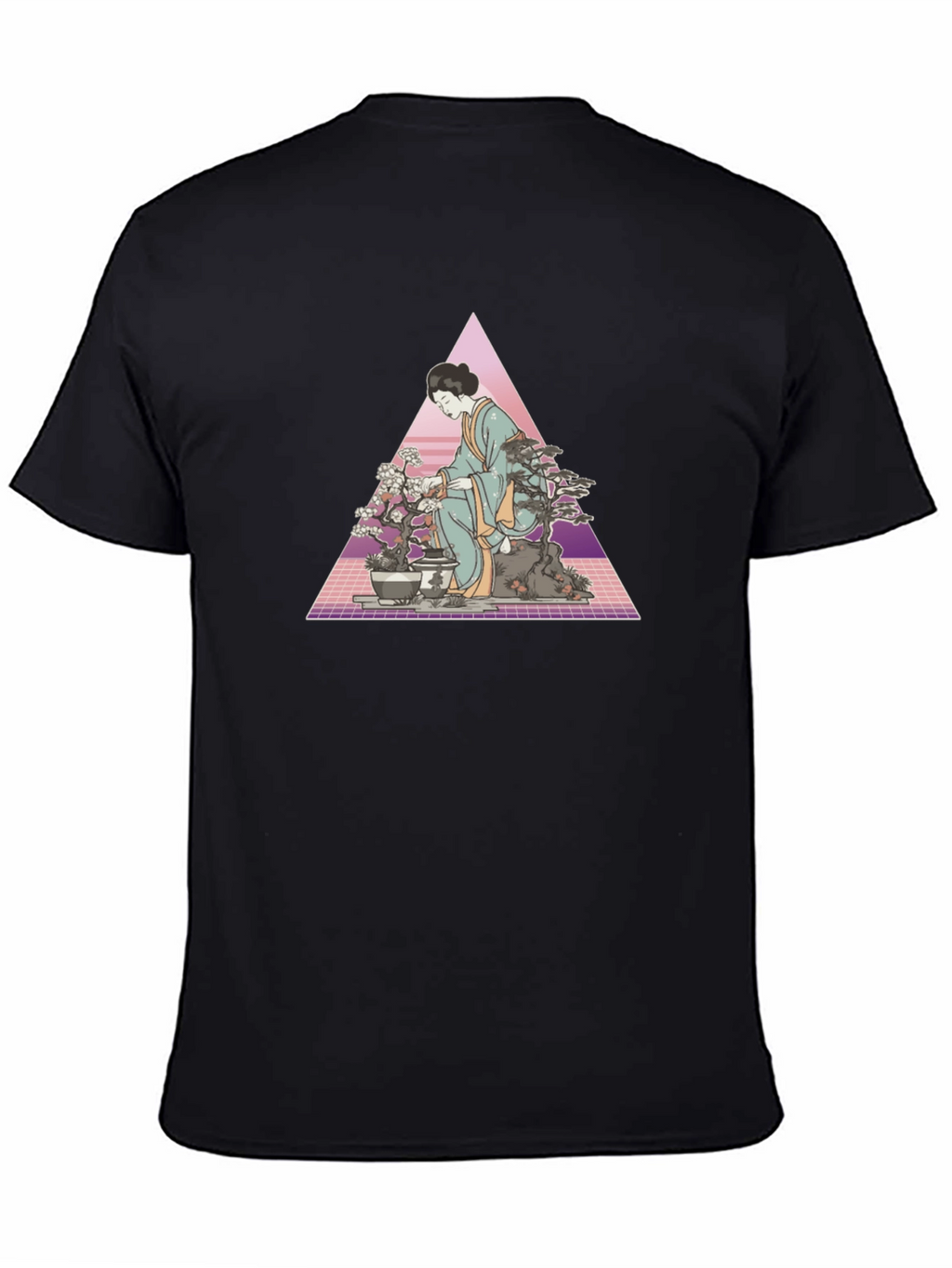 Geisha Bonsai Retro T-Shirt - Unique Graphic Tee