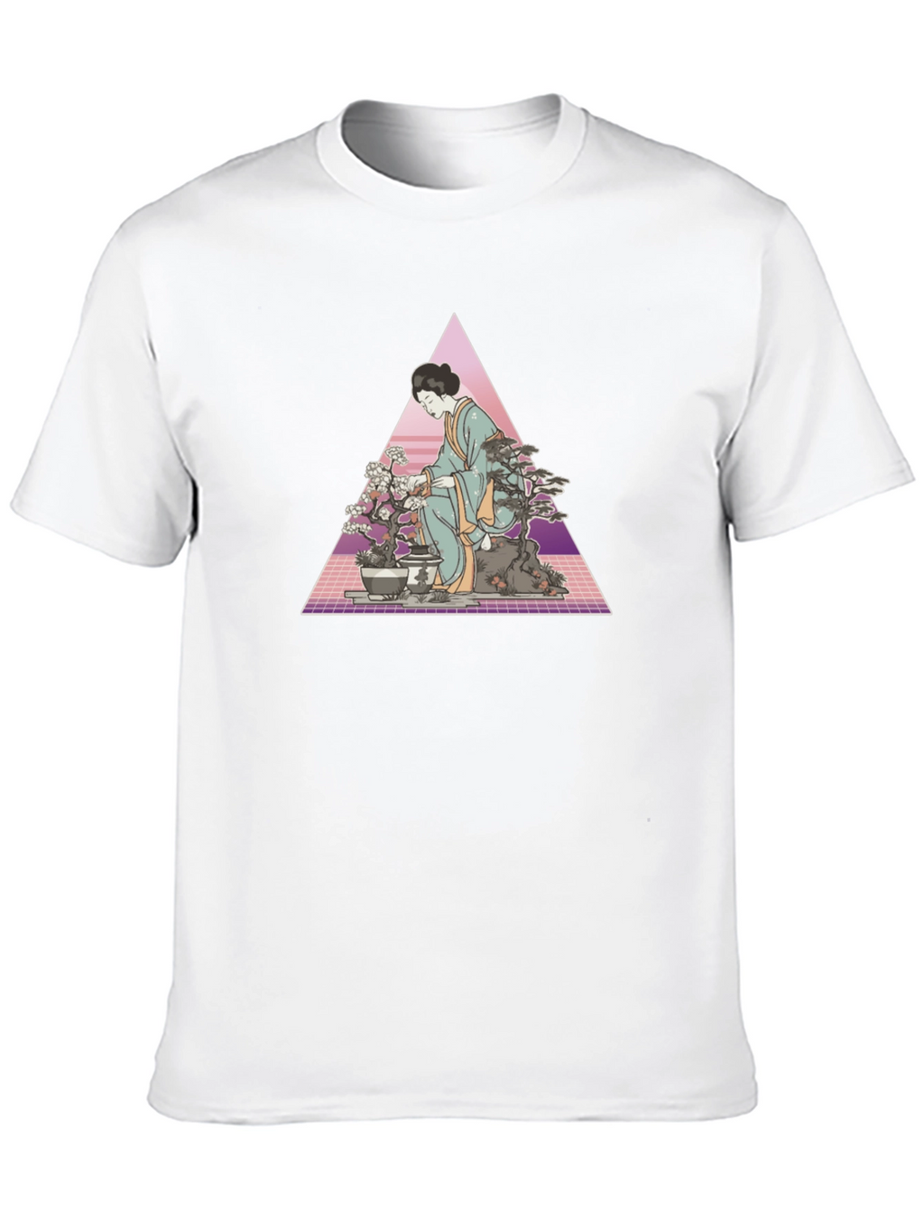 Geisha Bonsai Retro T-Shirt - Unique Graphic Tee
