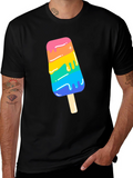 Rainbow Popsicle Graphic Tee - Black Unisex T-Shirt