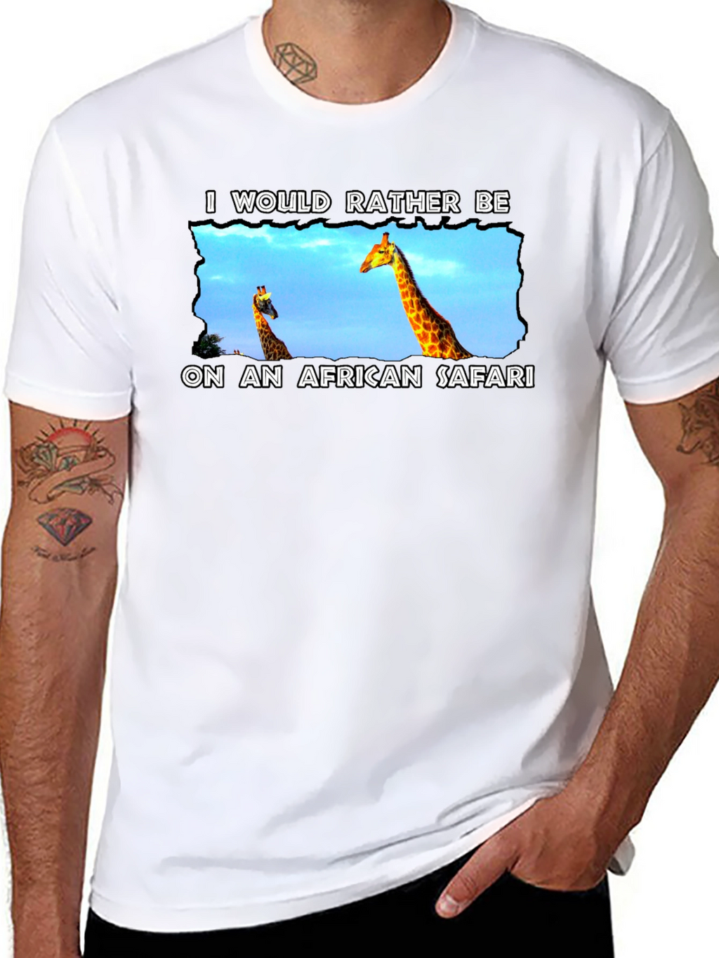 African Safari Giraffe Graphic T-Shirt