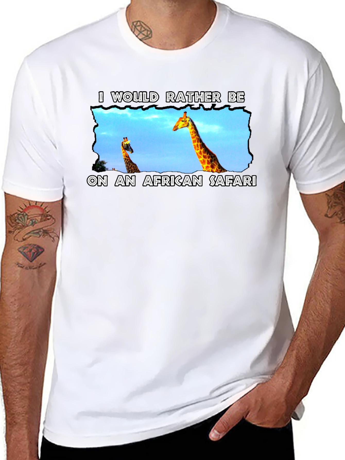 African Safari Giraffe Graphic T-Shirt