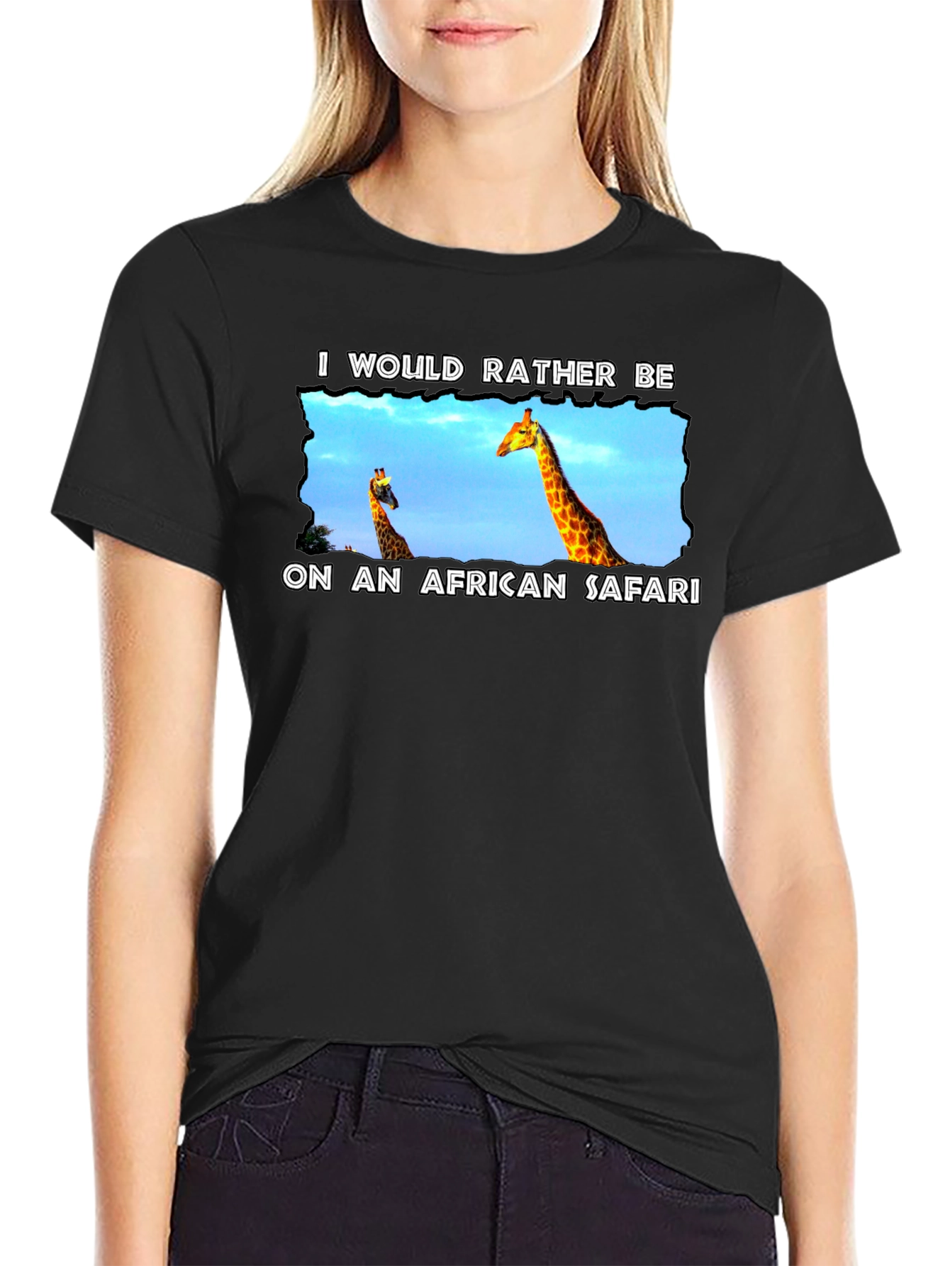 African Safari Giraffe Graphic T-Shirt